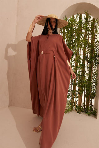 Ameera Red Long Tencel Kaftan