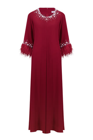 Venice Fire Red Silk Kaftan