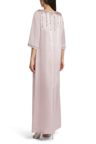 Roma Dusky pink Silver and crystal embroidery Silk kaftan