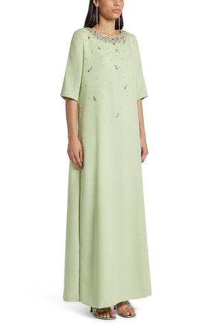 Capri Avocado Crystals Silk Kaftan