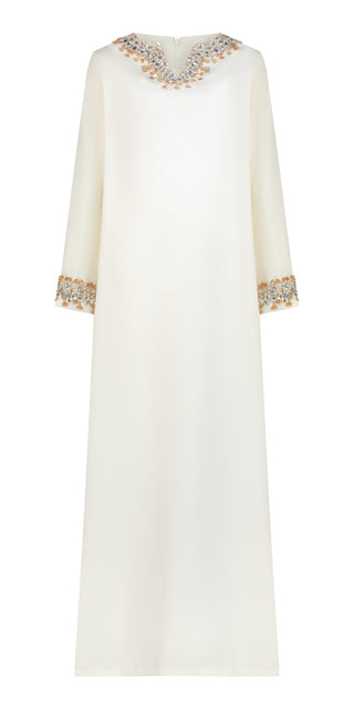 Off-White Crystal embroidery Silk Kaftan