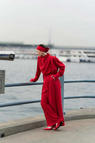Amanda Pleated Trousers - Red