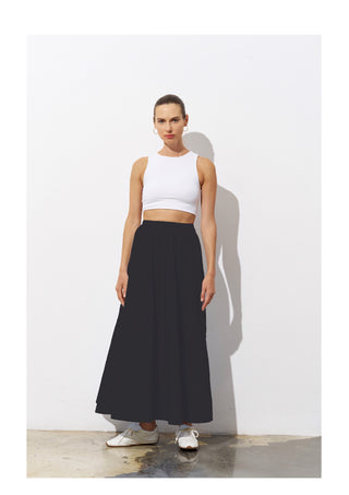 Puffy Cotton Poplin Skirt - Black
