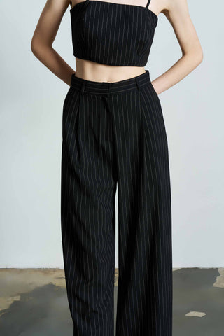 Blaire Pinstripe Black Palazzo Trousers