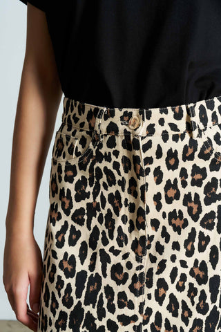 Wild Leopard Print Midi Skirt