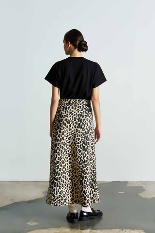 Wild Leopard Print Midi Skirt
