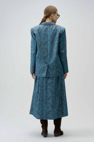Moonflower Patterned Cotton Jacket – Blue