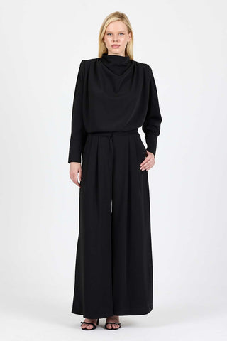 Amanda Pleated Trousers - Black