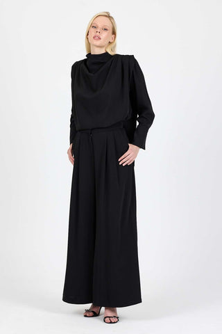 Amanda Pleated Trousers - Black