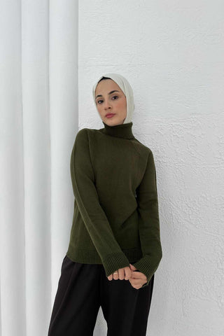 Turtleneck Knit Sweater – Khaki