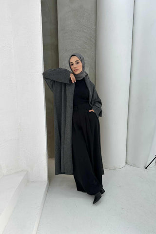 Open Front Shawl Collar Cardigan – Gray