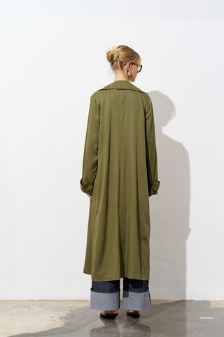 ESTELLE Seasonless Tencel Trench Coat - Khaki