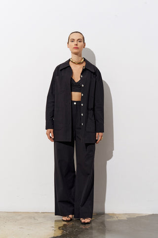 Gilly Poplin Black Shirt