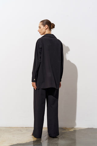 Gilly Poplin Black Shirt