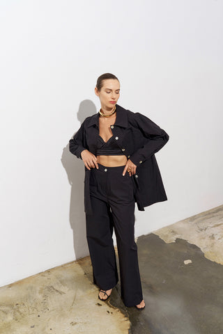 Gilly Poplin Black Shirt