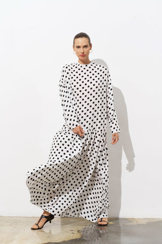 Pointe Polka Dot Viscose Dress – White