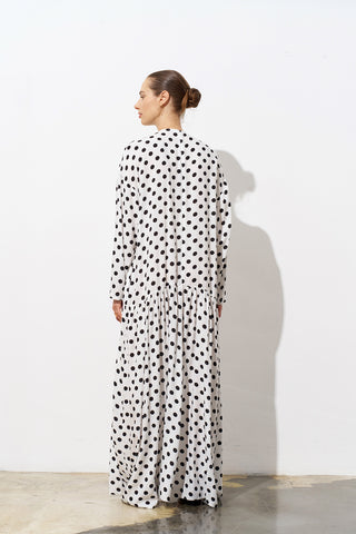 Pointe Polka Dot Viscose Dress – White