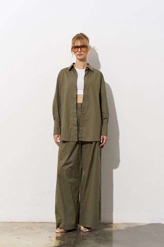 Pulse Oversized Poplin Shirt – Khaki
