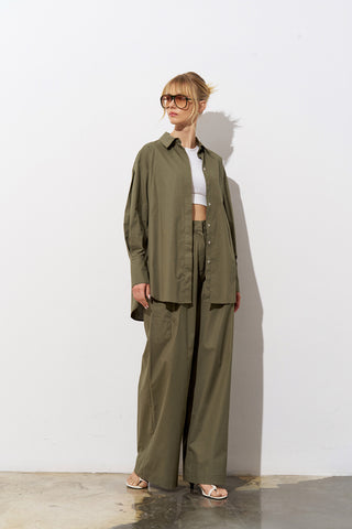Pulse Oversized Poplin Shirt – Khaki