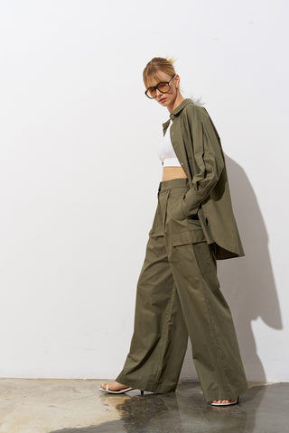 Pulse Oversized Poplin Shirt – Khaki