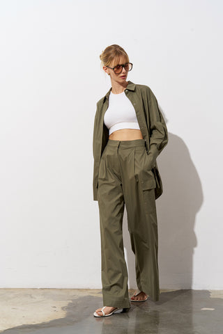 Pulse Oversized Poplin Shirt – Khaki
