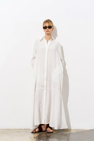 Gala Poplin Shirt Dress – White