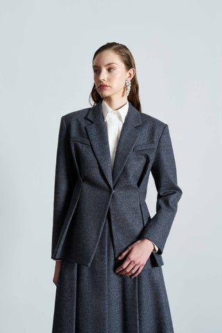 Melina Wool Blend Grey Blazer