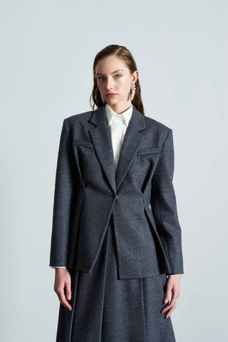 Melina Wool Blend Grey Blazer