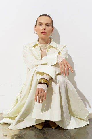 Puffy Oversized Poplin Shirt – Yellow