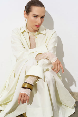 Puffy Oversized Poplin Shirt – Yellow