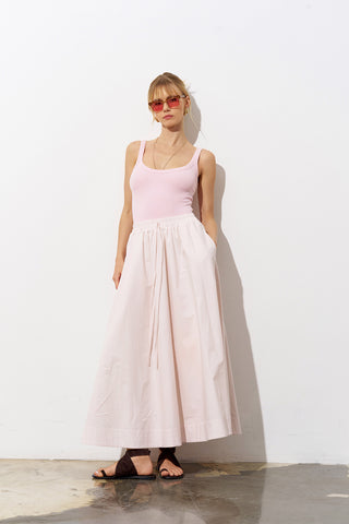 Puffy Cotton Poplin Skirt - Pink