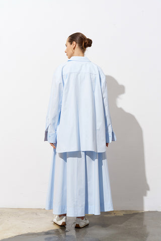 Puffy Cotton Poplin Skirt - Blue