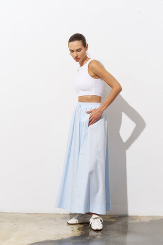 Puffy Cotton Poplin Skirt - Blue