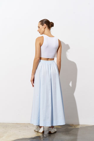 Puffy Cotton Poplin Skirt - Blue