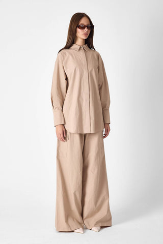 Pulse Oversized Poplin Shirt – Camel