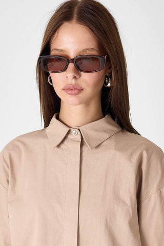 Pulse Oversized Poplin Shirt – Camel
