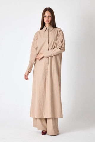 Bella Maxi Poplin Tunic – Camel