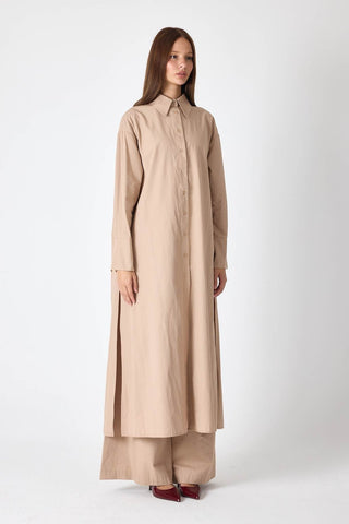 Bella Maxi Poplin Tunic – Camel