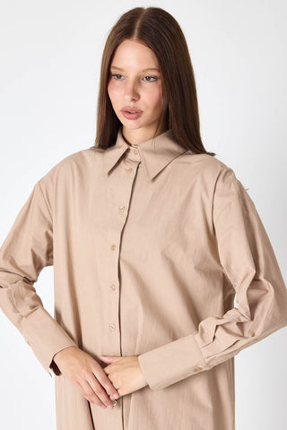 Bella Maxi Poplin Tunic – Camel