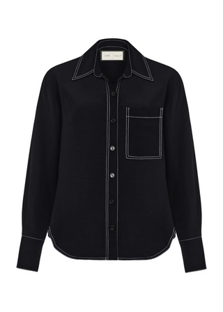 Noaor Contrast-Stitch Shirt - Black