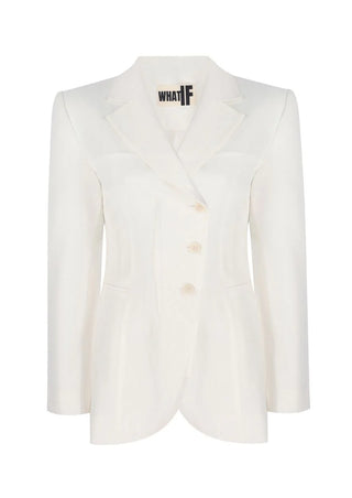 Freya Contemporary Corset-Back White Linen Blazer