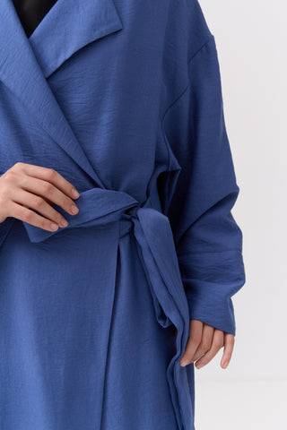 Blue Linen Kimono Abaya Dress