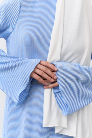 Sky Blue Plissé Modest Dress