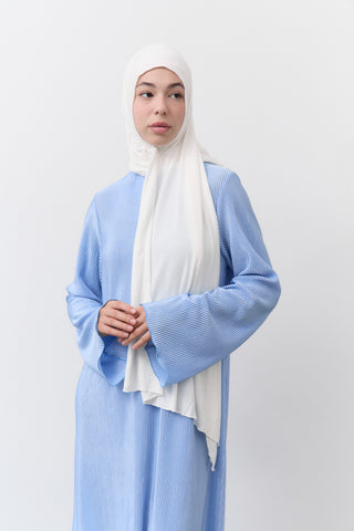 Sky Blue Plissé Modest Dress