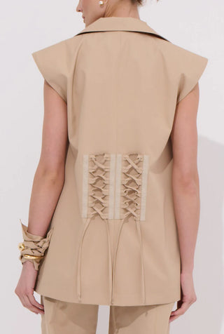 Amelie Adjustable Back-Tie Vest - Beige