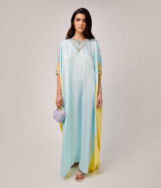 Rigel Blue with Yellow Silk Kaftan