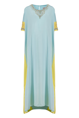 Rigel Blue with Yellow Silk Kaftan