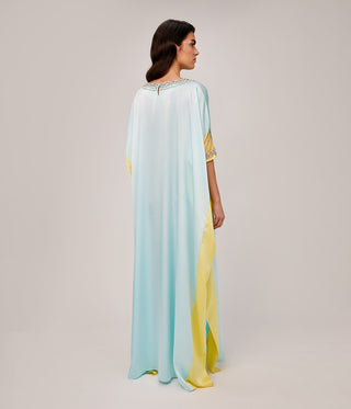 Rigel Blue with Yellow Silk Kaftan