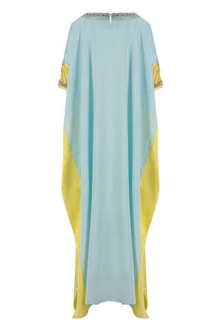 Rigel Blue with Yellow Silk Kaftan