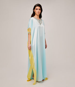 Rigel Blue with Yellow Silk Kaftan
